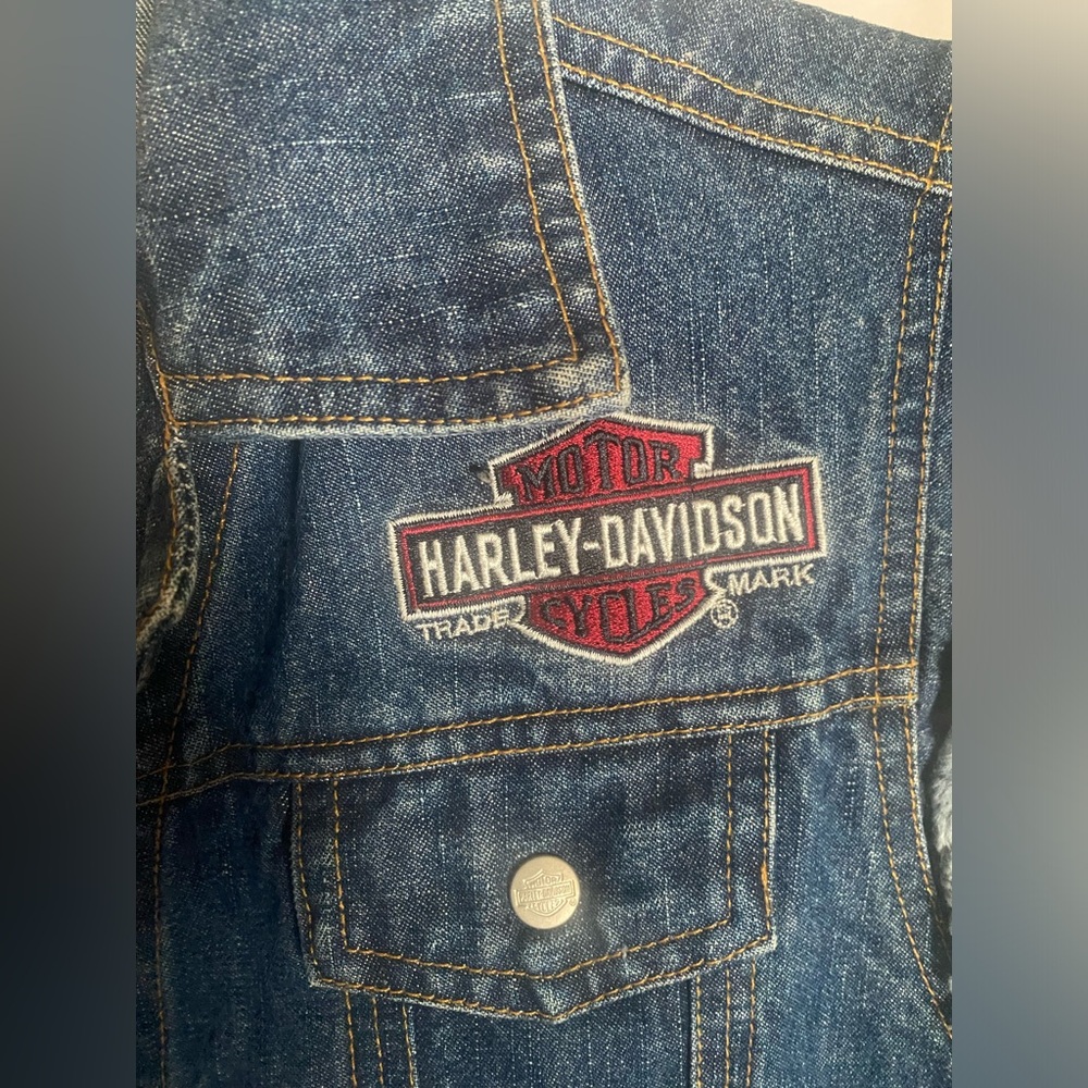 Harley Davidson denim vest size 18 - Picture 4 of 10